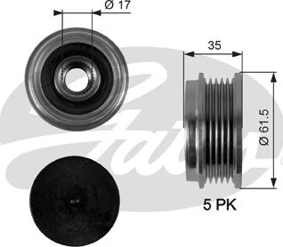 Gates OAP7076 - Kasnak, alternator, sərbəst dönərli mufta furqanavto.az