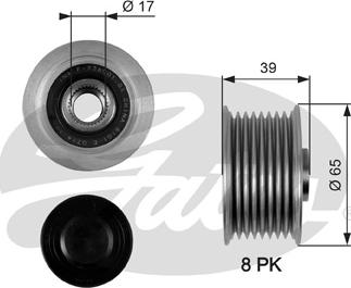 Gates OAP7071 - Kasnak, alternator, sərbəst dönərli mufta furqanavto.az