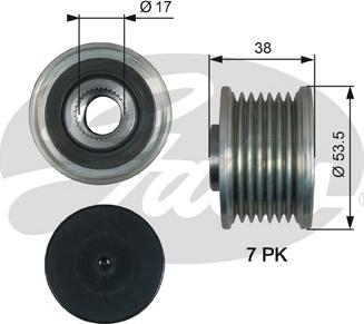 Gates OAP7190 - Kasnak, alternator, sərbəst dönərli mufta furqanavto.az