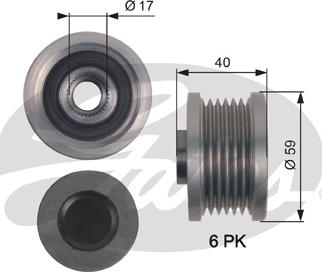 Gates OAP7144 - Kasnak, alternator, sərbəst dönərli mufta furqanavto.az