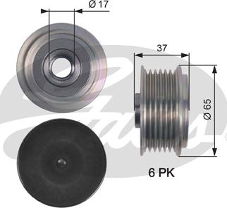 Gates OAP7148 - Kasnak, alternator, sərbəst dönərli mufta furqanavto.az