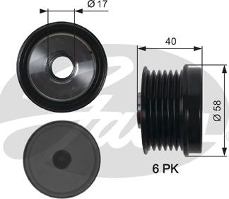 Gates OAP7158 - Kasnak, alternator, sərbəst dönərli mufta furqanavto.az