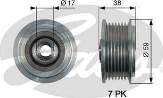 Gates OAP7169 - Kasnak, alternator, sərbəst dönərli mufta furqanavto.az