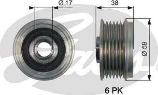 Gates OAP7168 - Kasnak, alternator, sərbəst dönərli mufta furqanavto.az