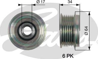 Gates OAP7167 - Kasnak, alternator, sərbəst dönərli mufta furqanavto.az