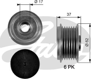 Gates OAP7105 - Kasnak, alternator, sərbəst dönərli mufta furqanavto.az