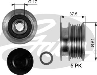 Gates OAP7108 - Kasnak, alternator, sərbəst dönərli mufta furqanavto.az