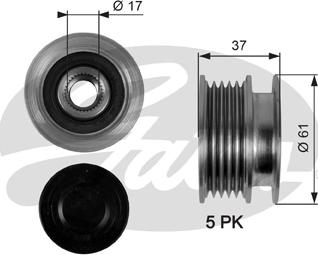 Gates OAP7102 - Kasnak, alternator, sərbəst dönərli mufta furqanavto.az