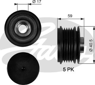 Gates OAP7107 - Kasnak, alternator, sərbəst dönərli mufta furqanavto.az