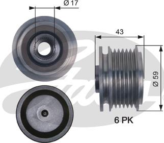 Gates OAP7112 - Kasnak, alternator, sərbəst dönərli mufta furqanavto.az