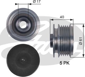 Gates OAP7117 - Kasnak, alternator, sərbəst dönərli mufta furqanavto.az