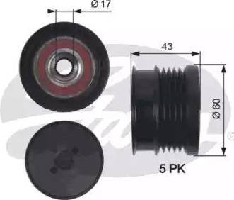 Gates OAP7134 - Kasnak, alternator, sərbəst dönərli mufta furqanavto.az