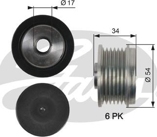 Gates OAP7135 - Kasnak, alternator, sərbəst dönərli mufta furqanavto.az