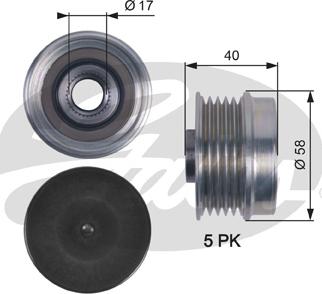 Gates OAP7132 - Kasnak, alternator, sərbəst dönərli mufta furqanavto.az