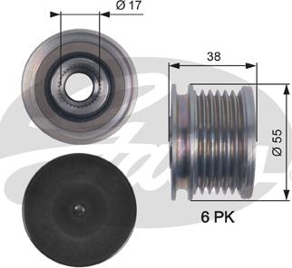 Gates OAP7124 - Kasnak, alternator, sərbəst dönərli mufta furqanavto.az