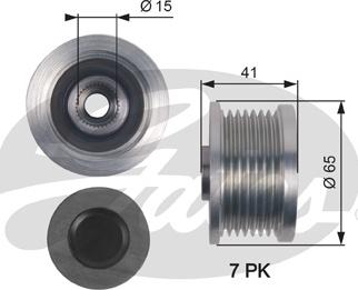 Gates OAP7125 - Kasnak, alternator, sərbəst dönərli mufta furqanavto.az