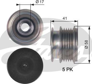 Gates OAP7126 - Kasnak, alternator, sərbəst dönərli mufta furqanavto.az