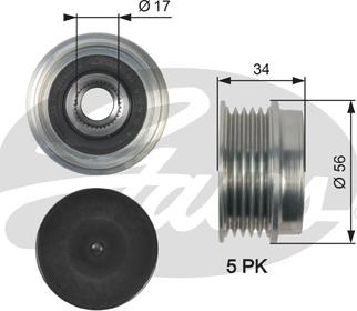 Gates OAP7127 - Kasnak, alternator, sərbəst dönərli mufta furqanavto.az