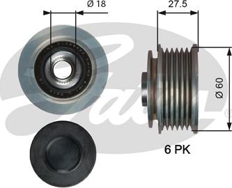 Gates OAP7176 - Kasnak, alternator, sərbəst dönərli mufta furqanavto.az