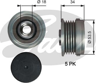 Gates OAP7202 - Kasnak, alternator, sərbəst dönərli mufta furqanavto.az