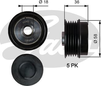 Gates OAP7214 - Kasnak, alternator, sərbəst dönərli mufta furqanavto.az