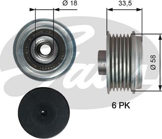 Gates OAP7210 - Kasnak, alternator, sərbəst dönərli mufta furqanavto.az