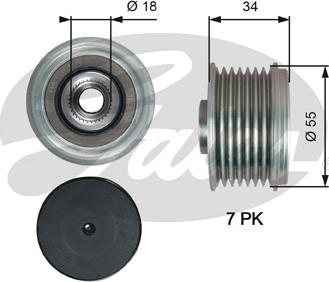 Gates OAP7213 - Kasnak, alternator, sərbəst dönərli mufta furqanavto.az