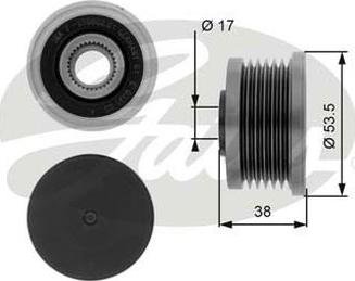 Gates OAP7081 - Kasnak, alternator, sərbəst dönərli mufta furqanavto.az