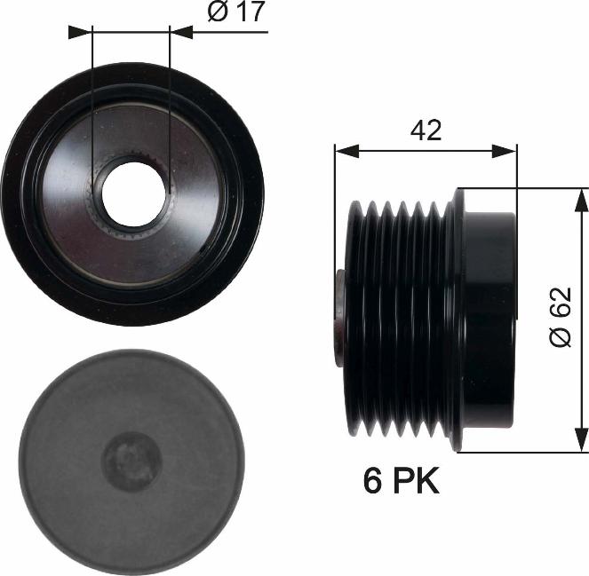 GATES-AU OAP7152 - Kasnak, alternator, sərbəst dönərli mufta furqanavto.az