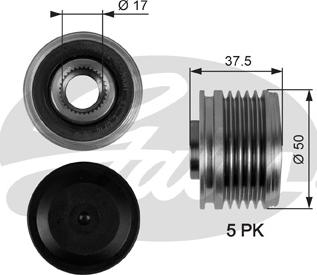 GATES-SEA OAP7053 - Kasnak, alternator, sərbəst dönərli mufta furqanavto.az