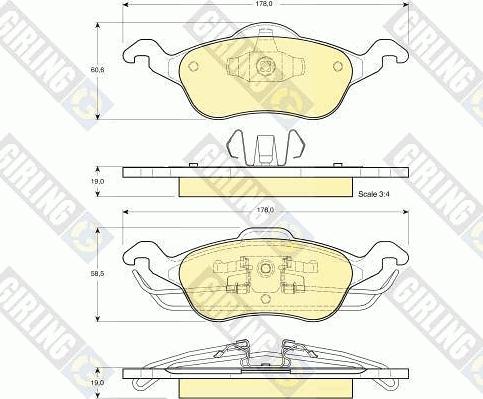 Girling 6113582 - Əyləc altlığı dəsti, əyləc diski furqanavto.az