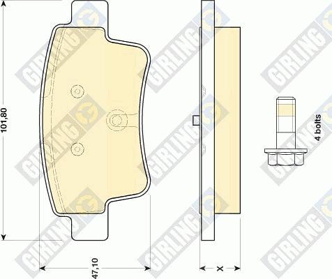 Girling 6117144 - Əyləc altlığı dəsti, əyləc diski furqanavto.az