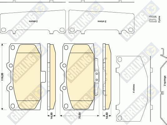 Girling 6134709 - Əyləc altlığı dəsti, əyləc diski furqanavto.az