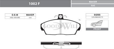 GoodWill 1002 F - Əyləc altlığı dəsti, əyləc diski furqanavto.az