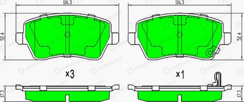 Green Light GLBP0008 - Əyləc altlığı dəsti, əyləc diski furqanavto.az