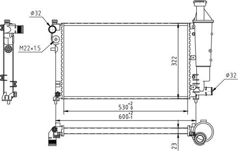 Hart 607 335 - Radiator, mühərrikin soyudulması furqanavto.az