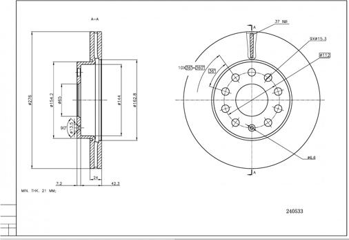 Hart 240 533 - Əyləc Diski furqanavto.az