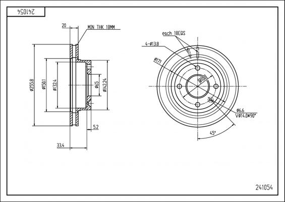 Hart 241 054 - Əyləc Diski furqanavto.az