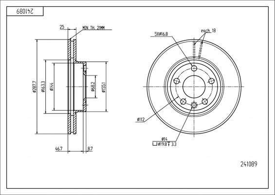 Hart 241 089 - Əyləc Diski furqanavto.az