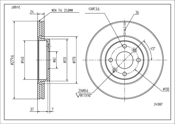 Hart 241 087 - Əyləc Diski furqanavto.az