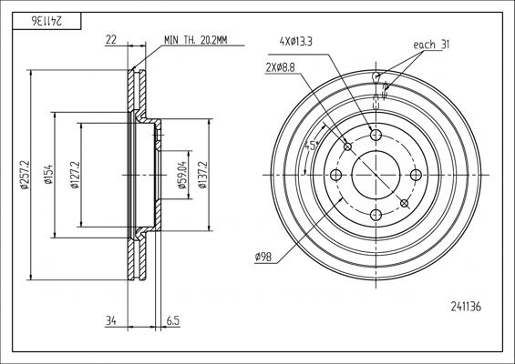 Hart 241 136 - Əyləc Diski furqanavto.az