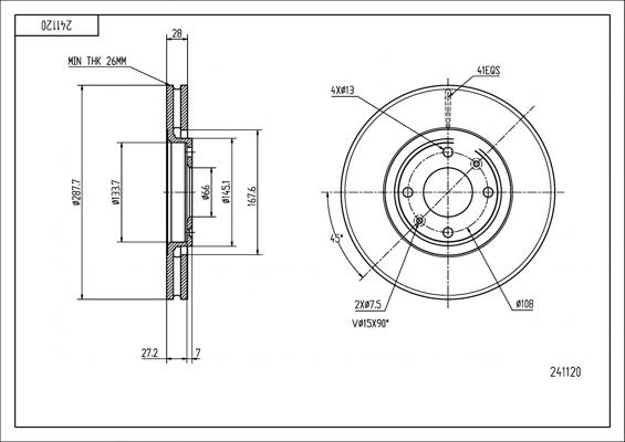 Hart 241 120 - Əyləc Diski furqanavto.az