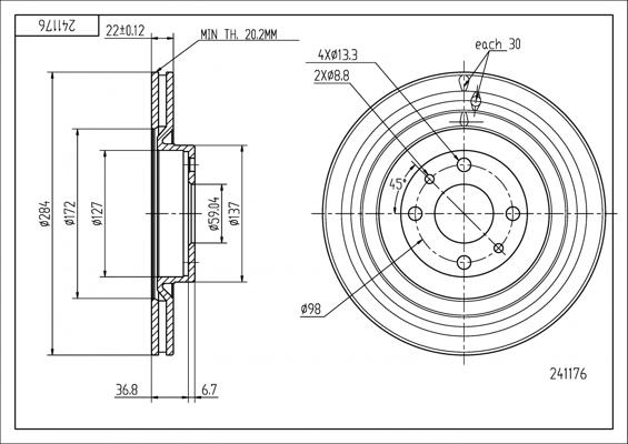 Hart 241 176 - Əyləc Diski furqanavto.az