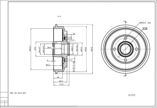 Hart 242 259 - Əyləc barabanı furqanavto.az