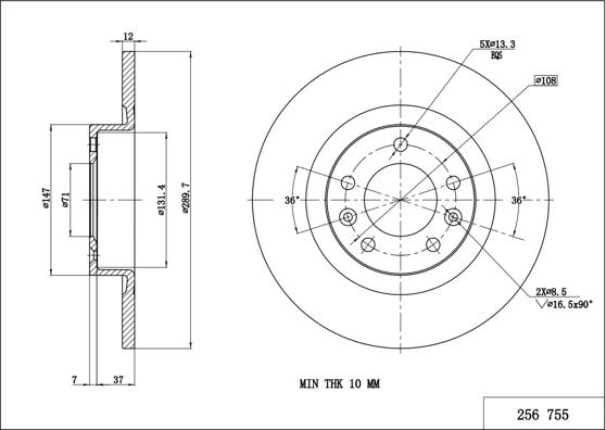 Hart 256 755 - Əyləc Diski furqanavto.az