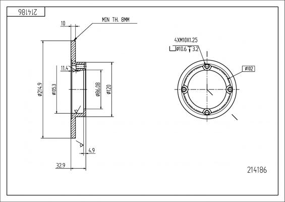 Hart 214 186 - Əyləc Diski furqanavto.az