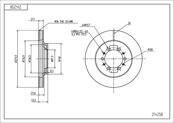 Hart 214 258 - Əyləc Diski furqanavto.az