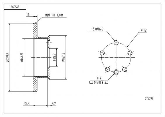 Hart 215 599 - Əyləc Diski furqanavto.az