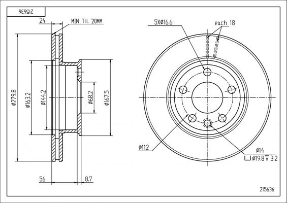 Hart 215 636 - Əyləc Diski furqanavto.az