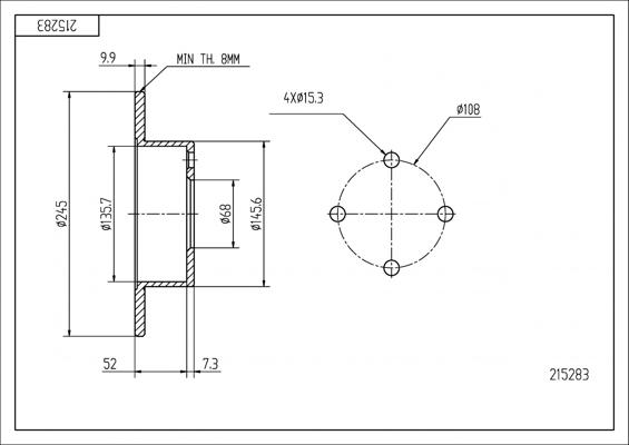 Hart 215 283 - Əyləc Diski furqanavto.az